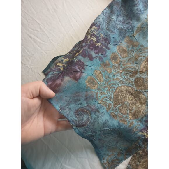 Koret Vintage Sheer Indigo Brown Floral Art To Wear Goth Grunge Button Down 16 - Picture 3 of 5